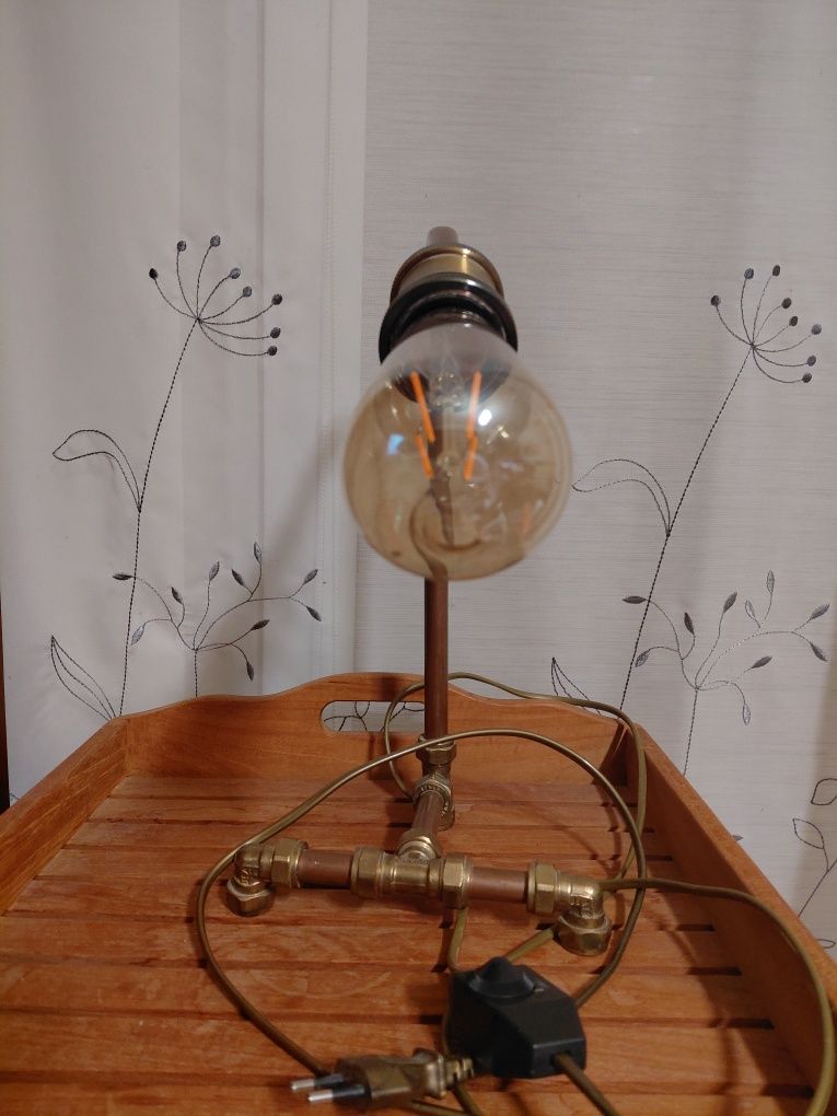 Lampa stołowa nocna w stylu industrialnym wys. 34 cm retro Loft