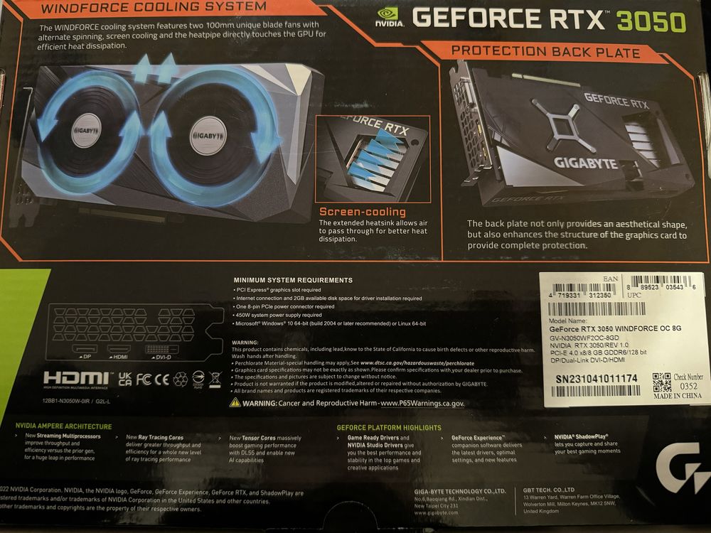 Відеокарта Nvidia RTX3050 8GB (гарантія!)