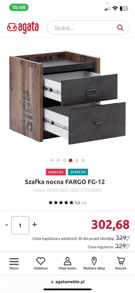 Szafka nocna agata meble FARGO