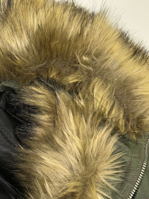 MA-1 бомбер дутый с мехом куртка alpha industries хаки зелений мех fur