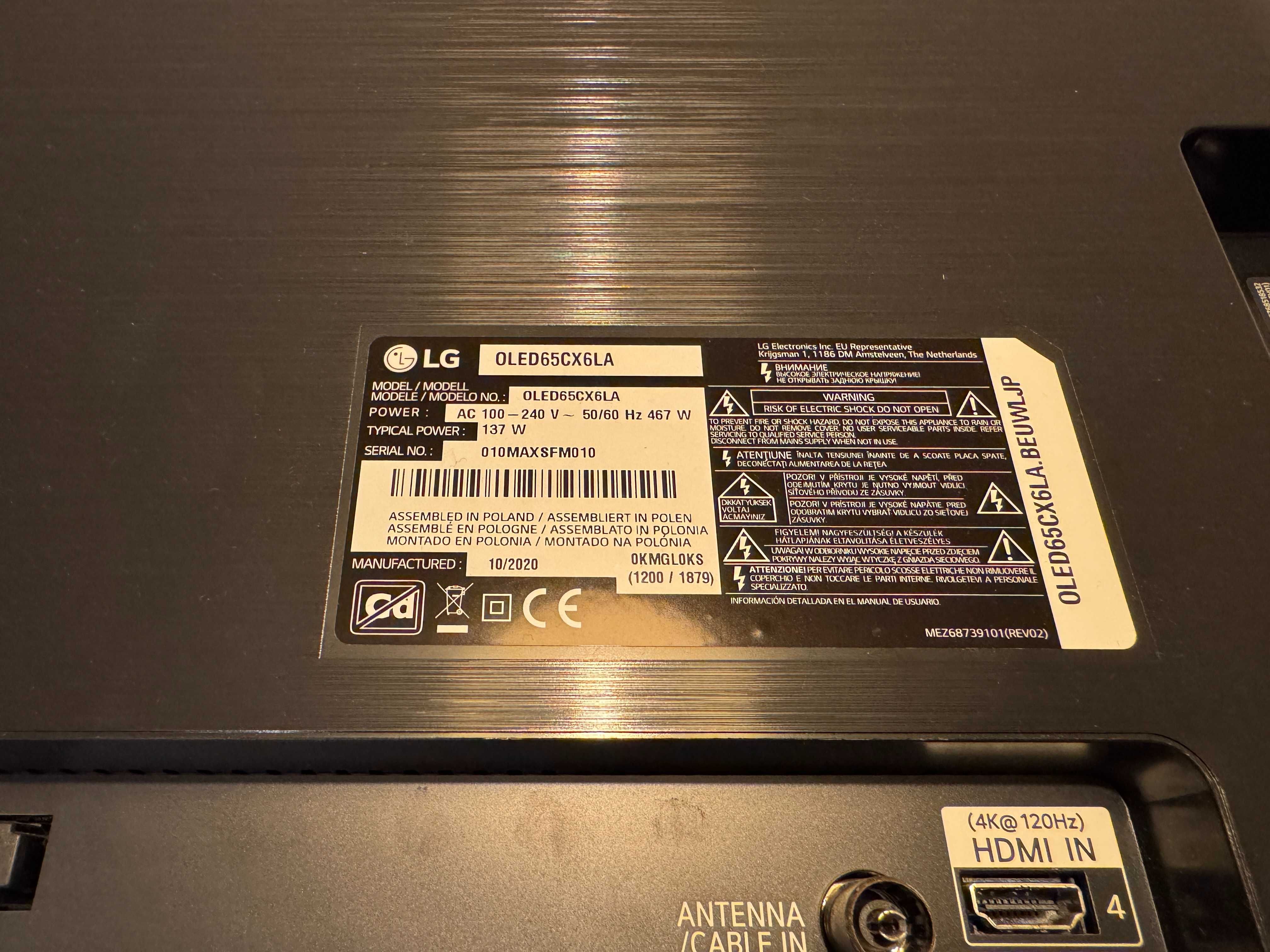 Peças de substituição para televisão TV LG OLED 55CX6 e 65CX6