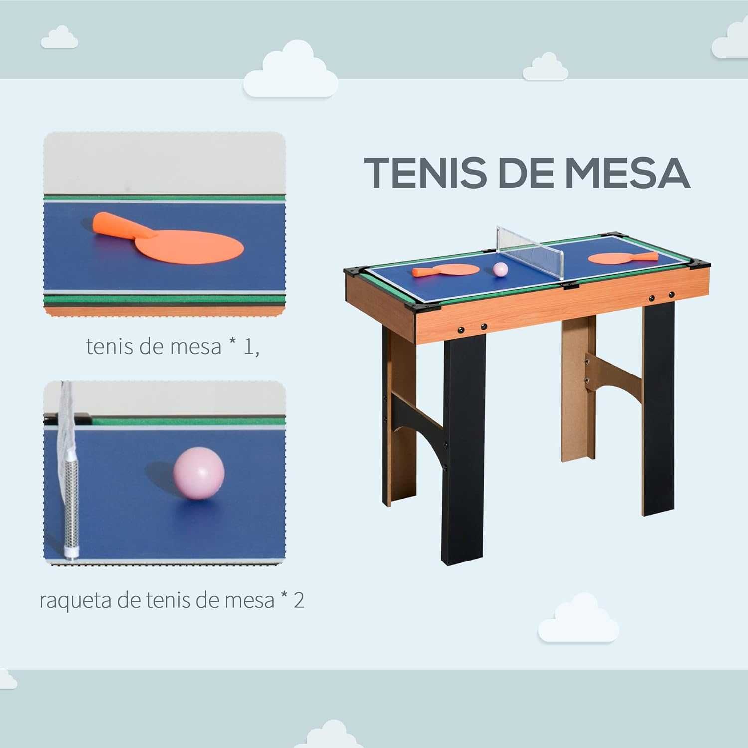 Mesa matraquilhos + air hockey + ping pong + bilhar 87 x 43 x73cm NOVO