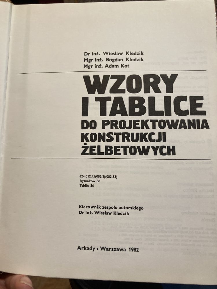 Książka ,,Wzory i tablice do konstrukcji żelbetowych”1982