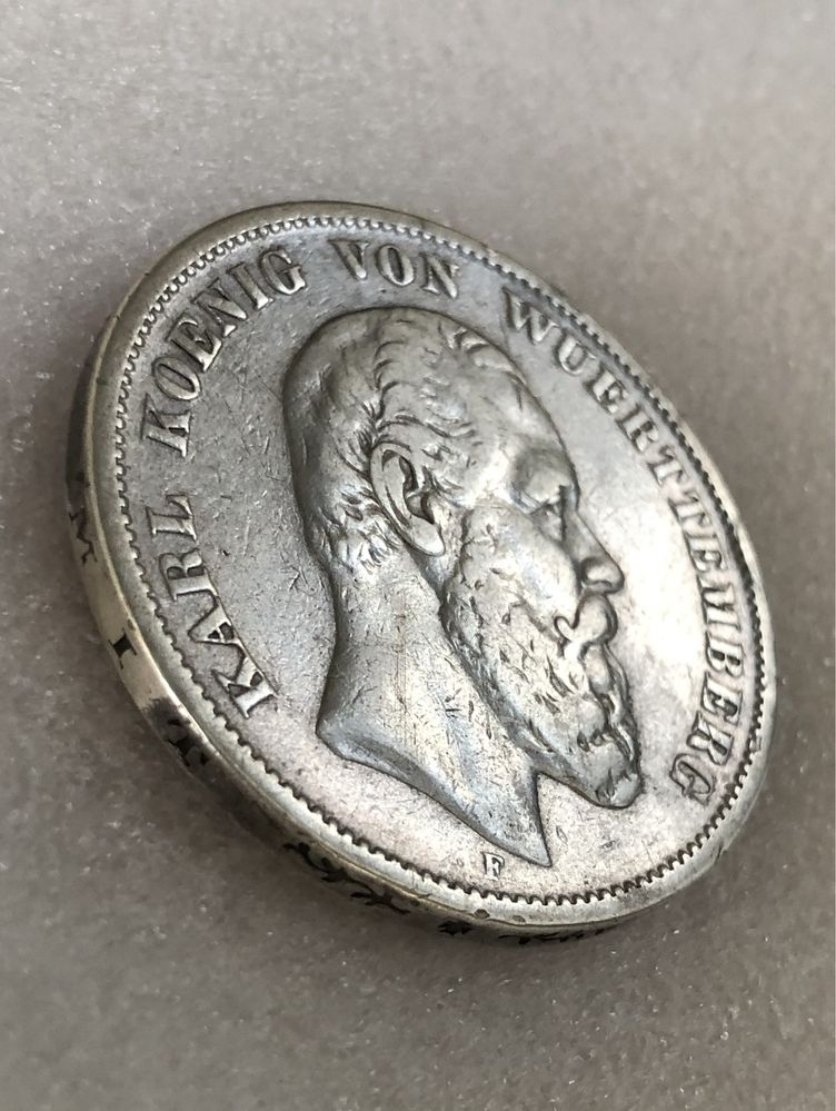 5 марок 1876 F серебро 900 проба