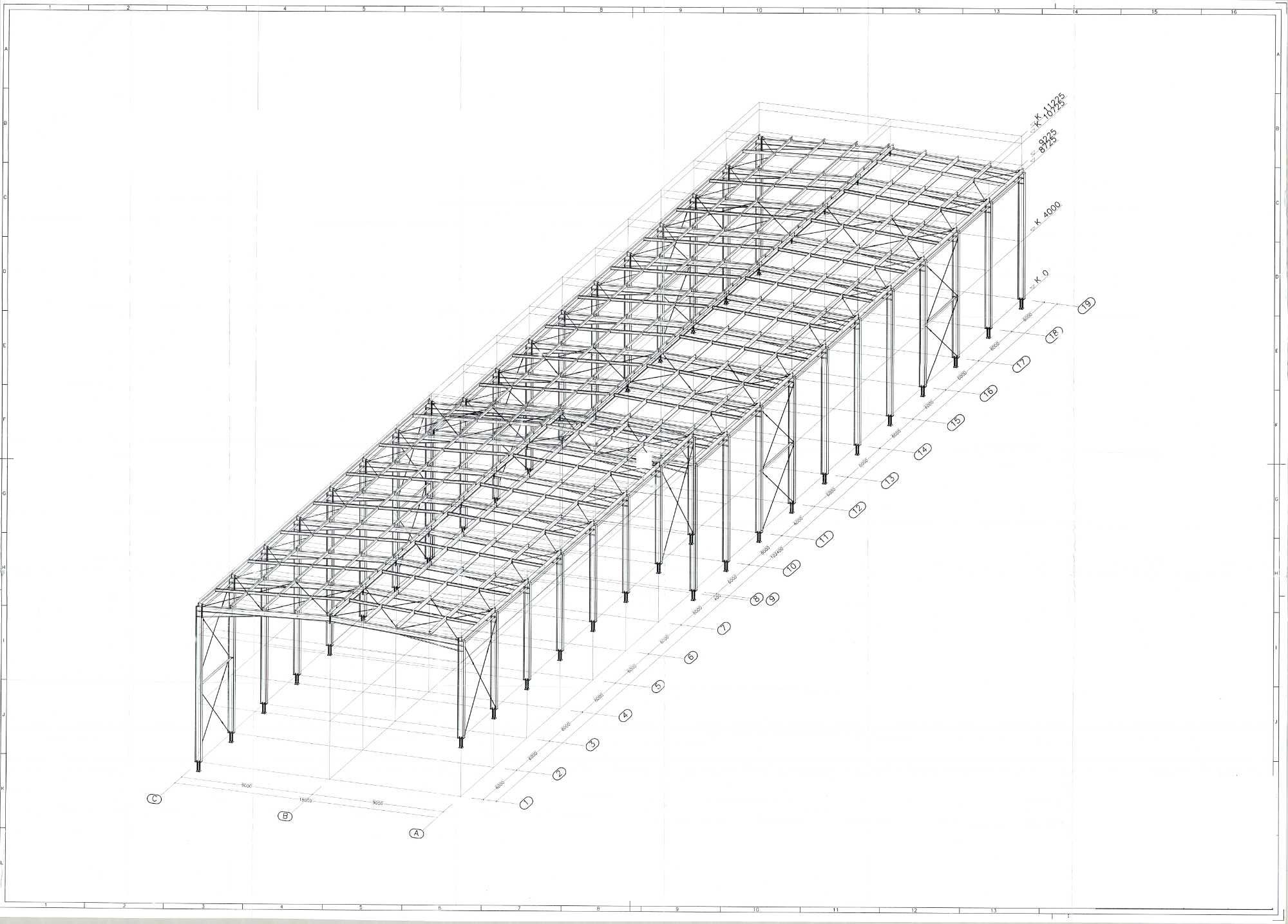 Konstrukcja stalowa hali wiaty magazynowej produkcyjnej 1800m2