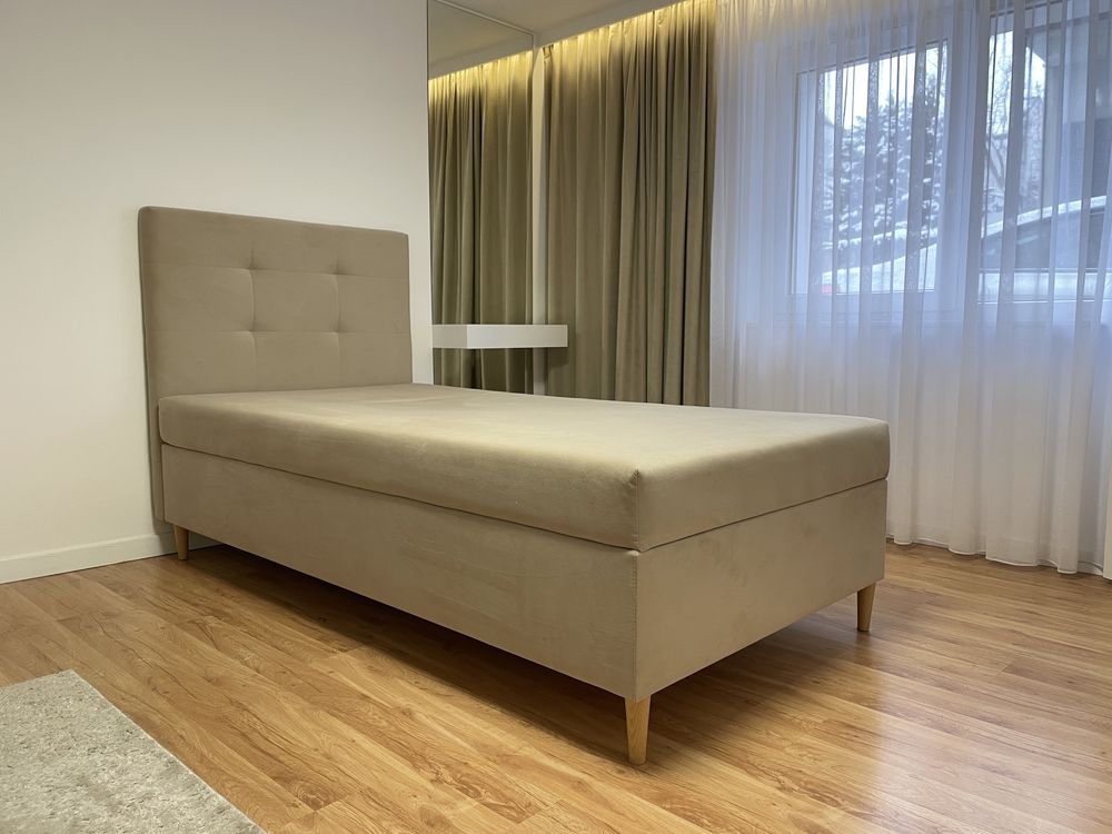 Łóżko kontynentalne z pojemnikiem 100x200 tapicerowane hotelowe