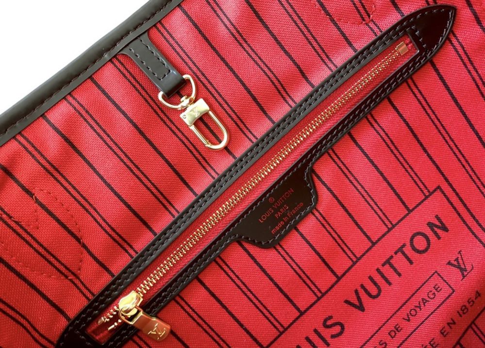 Torebka Louis Vuitton Neverfull MM Damier Ebene brazowa kratka skóra
