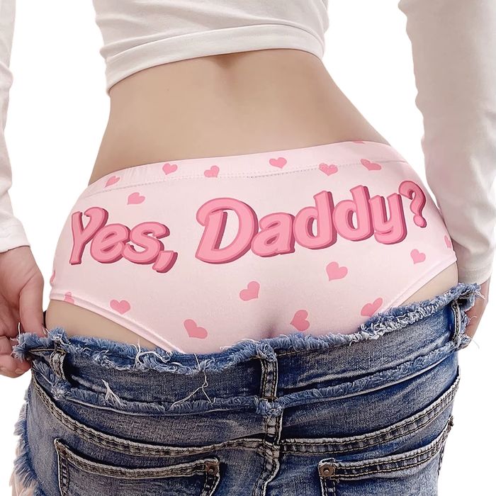 Damskie figi brazyliany z napisem Yes, Daddy? - XL