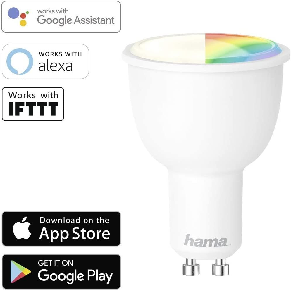 Kit de 4 lâmpadas Hama Smart WiFi Led Gu10 , 4.5 W, RGBW, 300lm