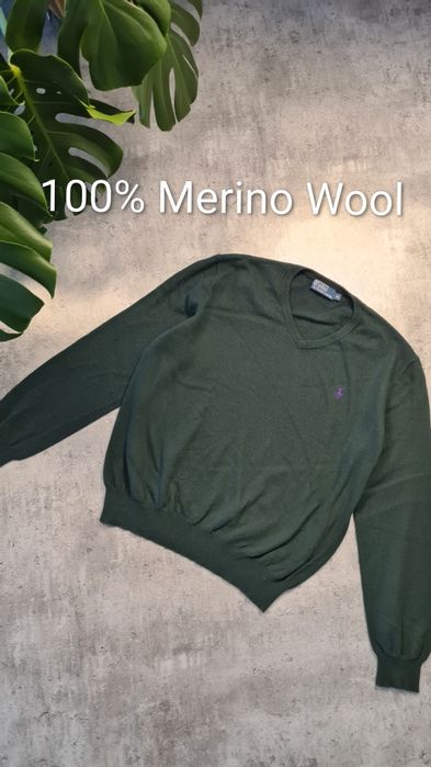 Sweter Polo Ralph Lauren. 100% Merino Wool Wełna. Butelkowa zieleń. XL