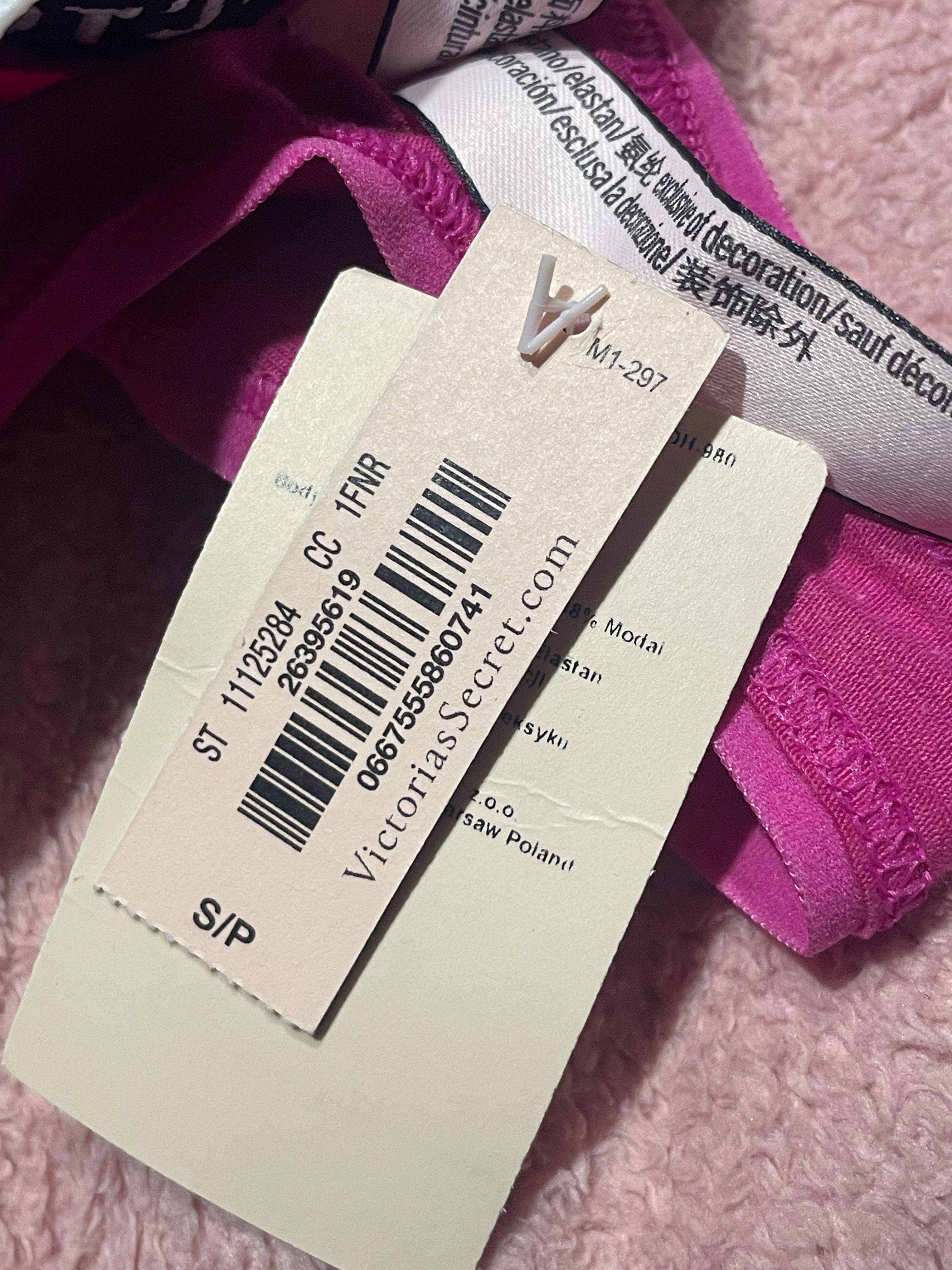 Majtki Victoria’s secret różowe stringi s nowe z metką thong logowane