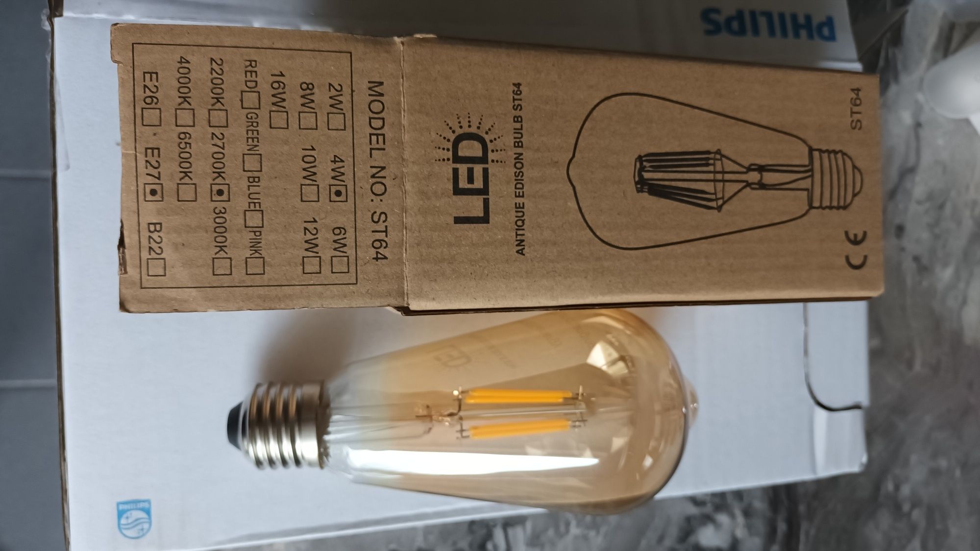 6x żarówka led retro "Edison" ST64 E27 ciepła biel bursztynowe