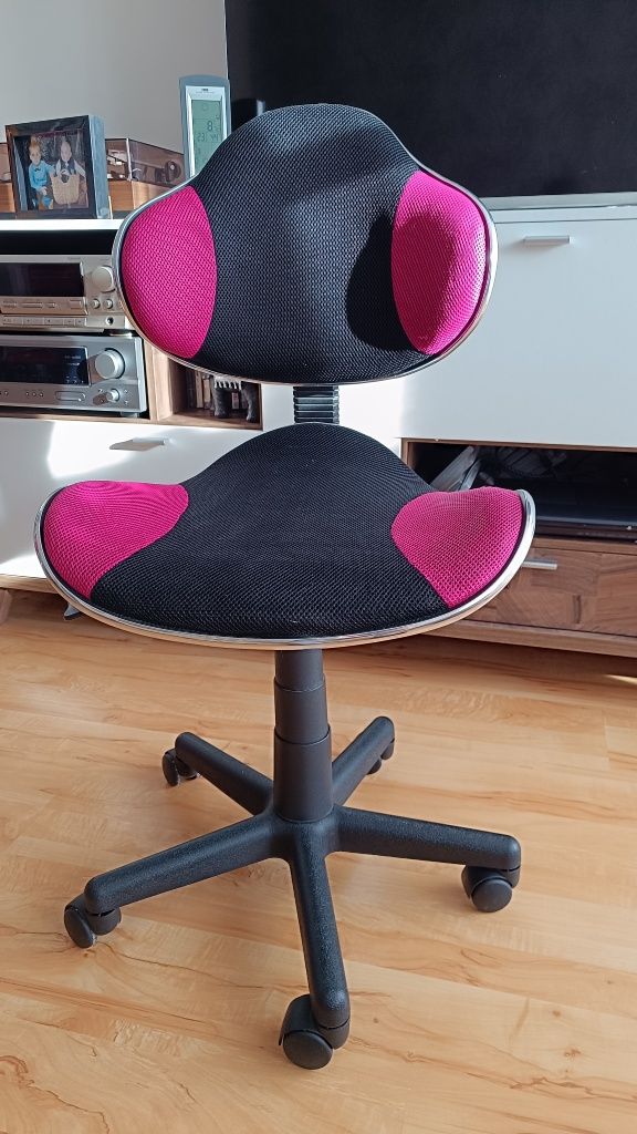 Krzesło fotel obrotowy obrotowe młodzieżowe czarno różowe
