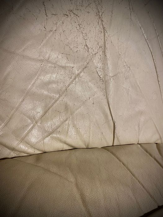 Sofa i dwa fotele skóra naturalna beżowe komplet wypoczynkowy duży