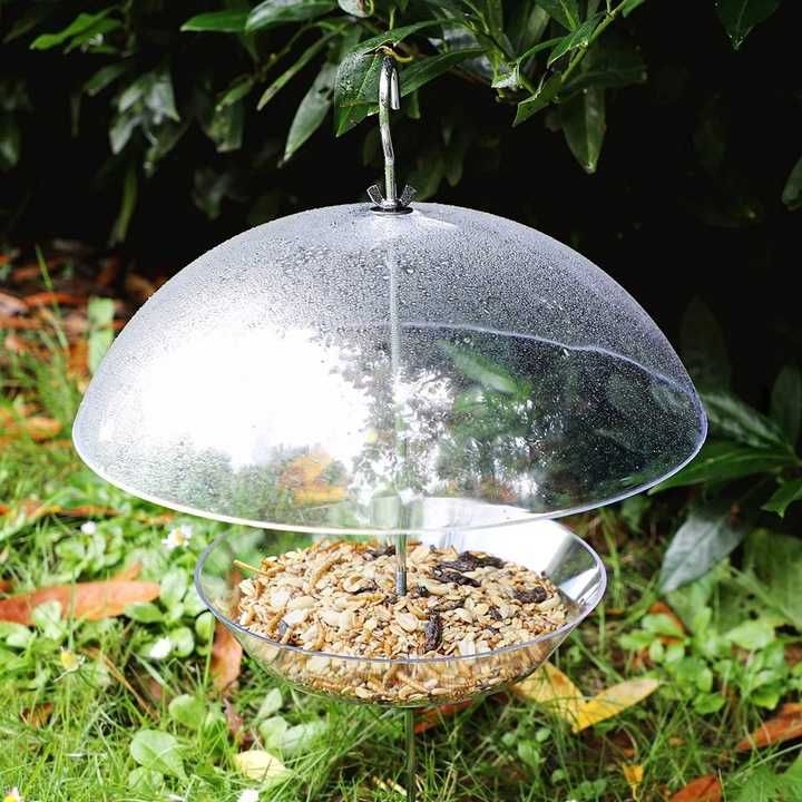 Karmnik dla ptaków wbijany zawieszany ochrona przed deszczem 29.5cm