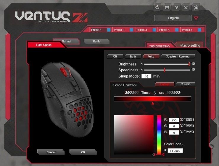 Геймерская мышка Tt eSPORTS Ventus Z (by Thermaltake), RGB, 11000 dpi