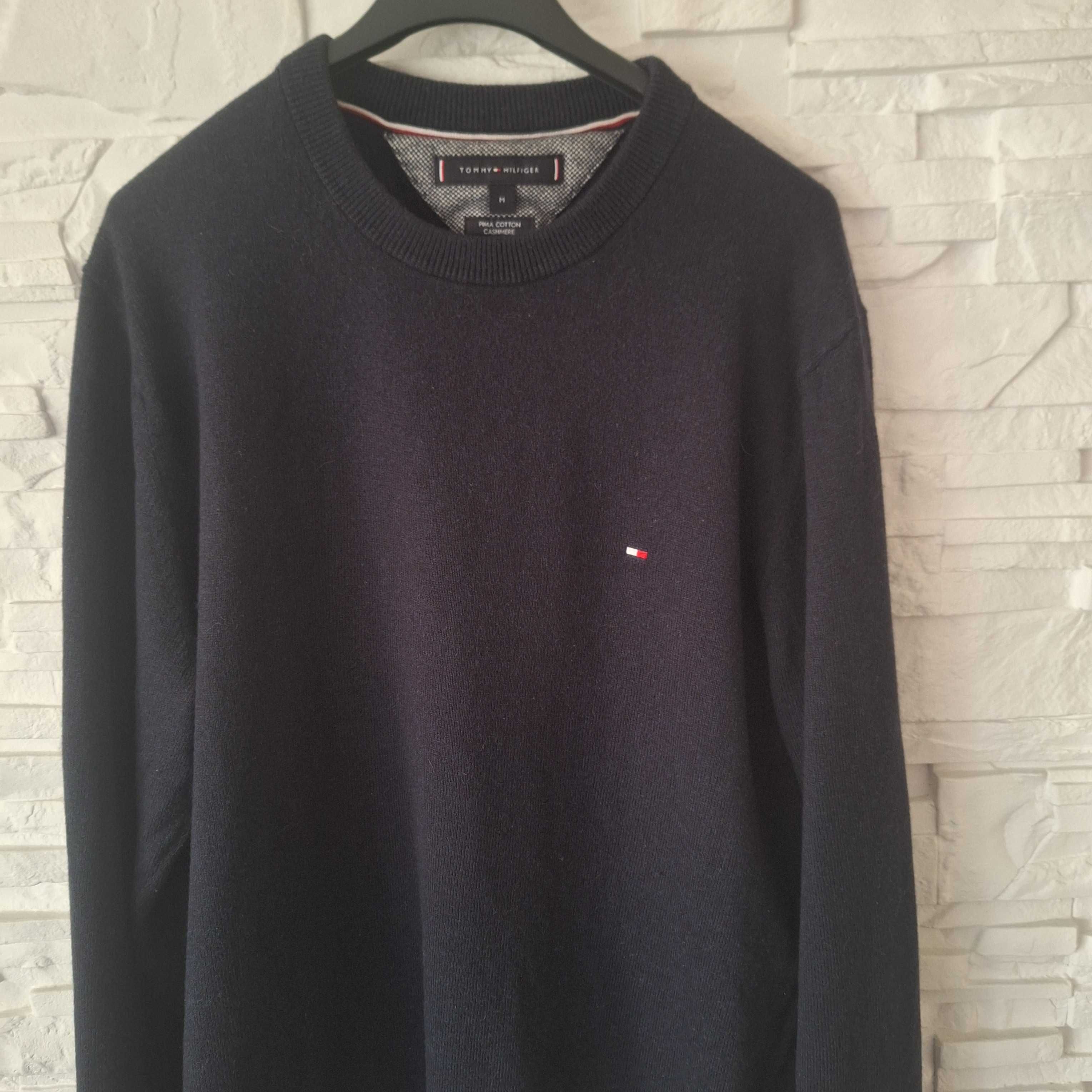 Męski sweter Tommy Hilfiger kaszmir rozm. M granatowy
