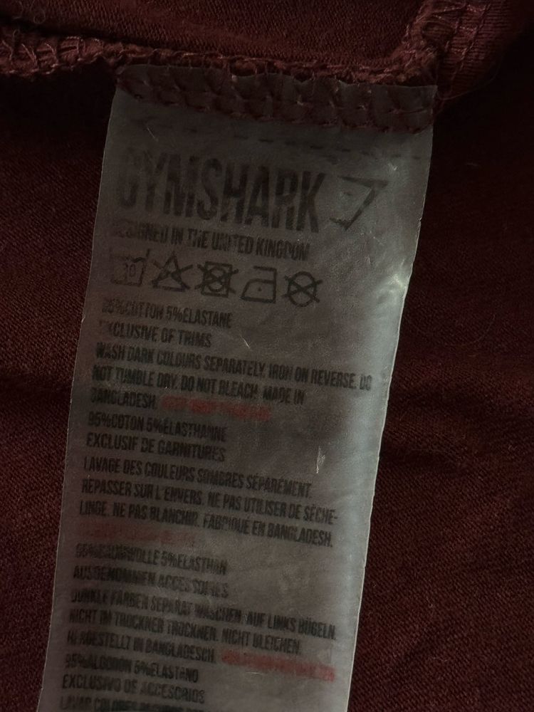 Koszulka Gymshark S bordowa tshirt logowany damska