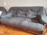 Komplet mebli drewnianych szare fotele kanapa sofa