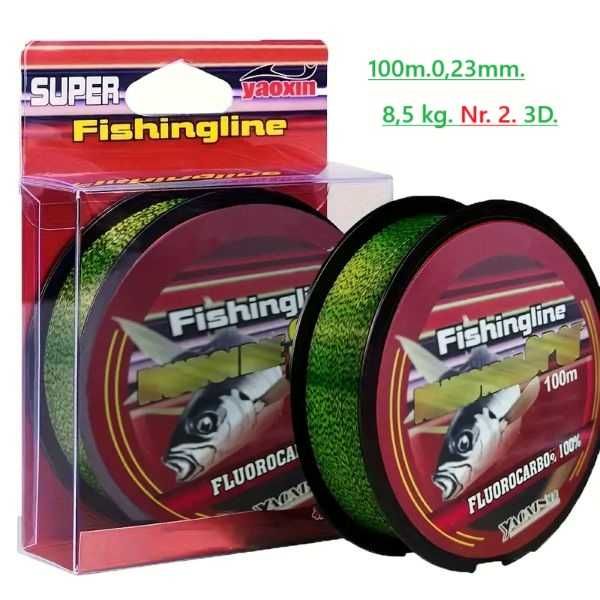 Żyłka wędkarska 100m. 0,23 mm. 8,5 kg . 3D. miękka.