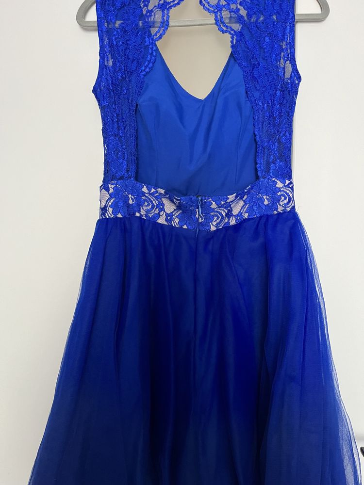 elegancka sukienka na wesele niebieski tiul xs 34