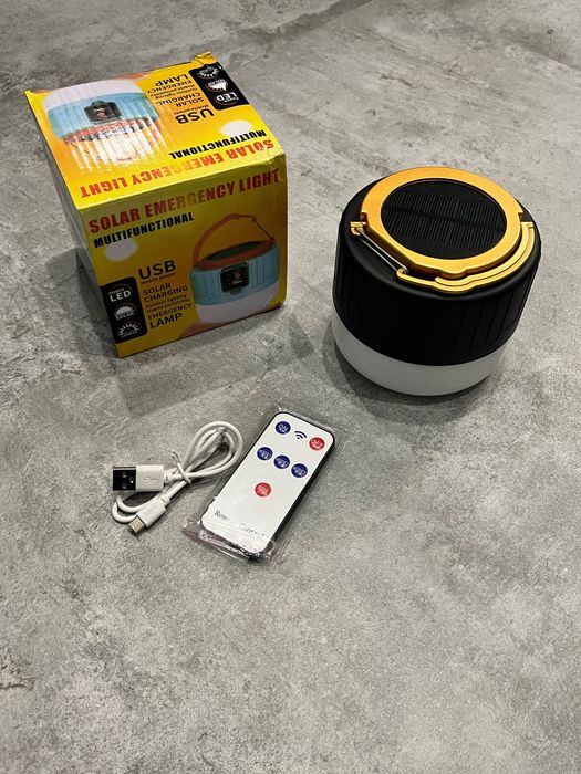 LED ліхтар-павербанк з сонячною батареєю та USB зарядкою.