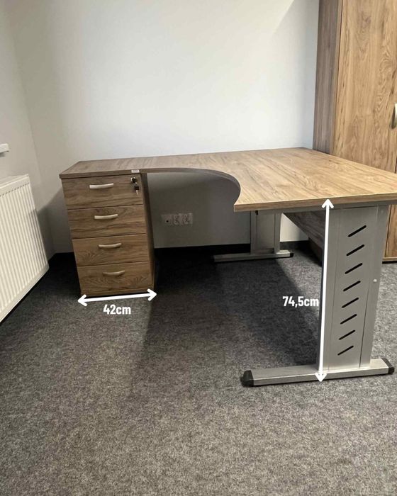 Biurko biurowe z wbudowana szafka zamykana na klucz