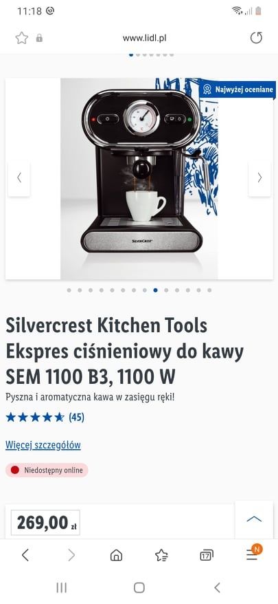 Ekspres ciśnieniowy do kawy Silvercrest