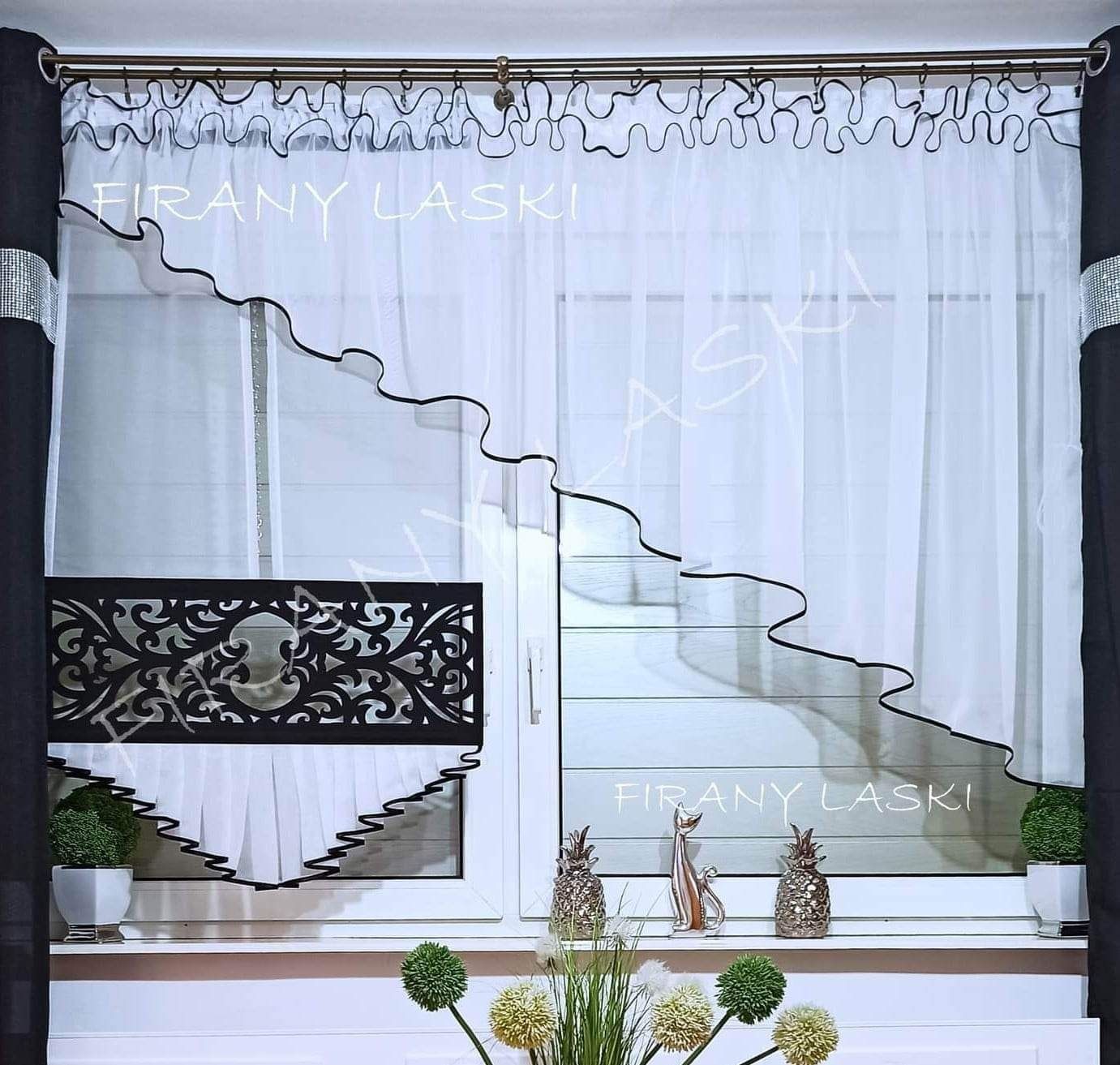 Zestaw panel i firanka firany gotowe ażur
