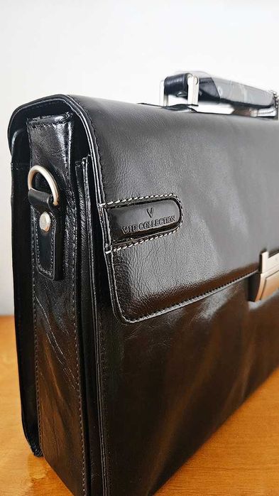 NOWA Elegancka aktówka VIP COLLECTION – skórzana + etui ochronne