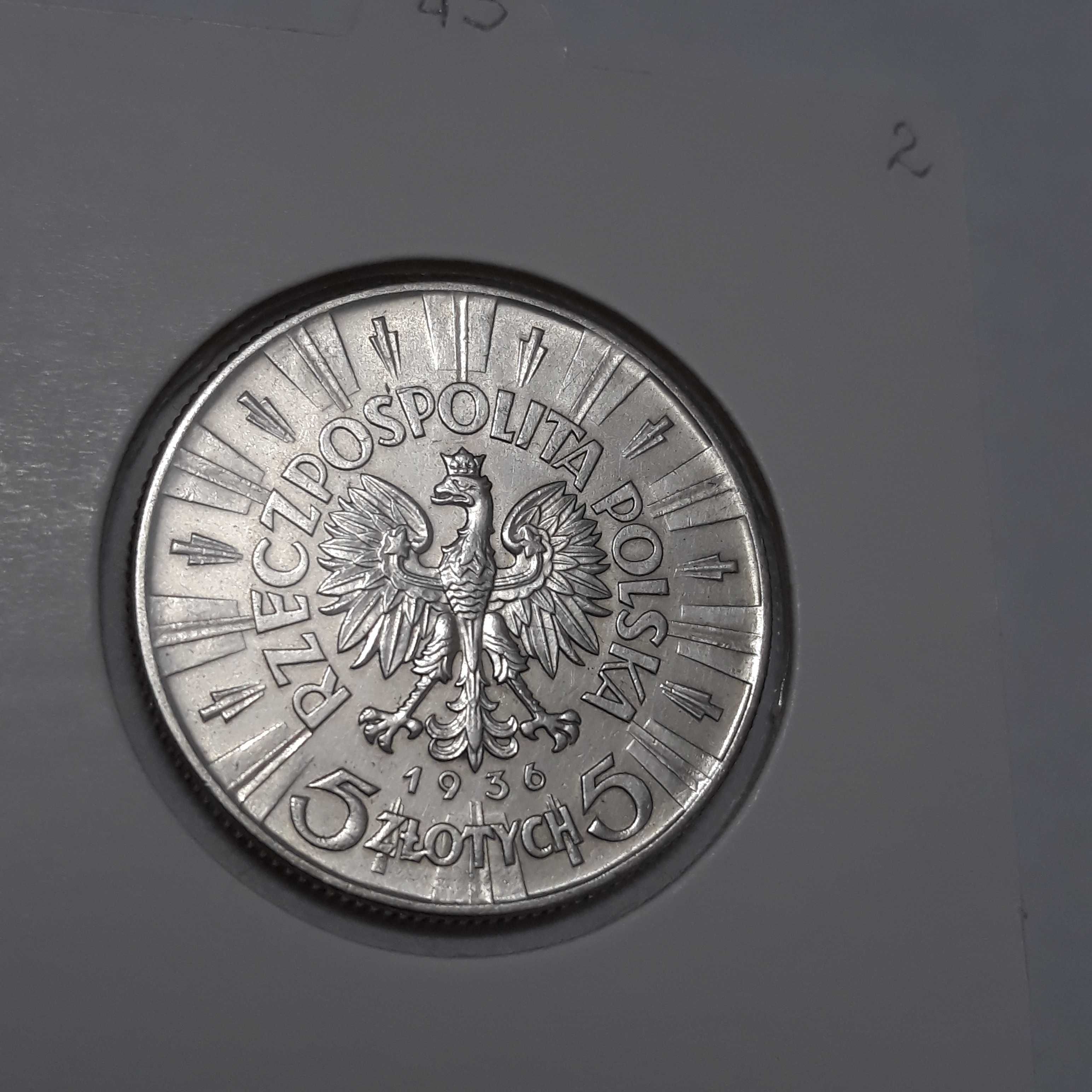 Moneta 5zł Piłsudski 1936 - srebro monety 2 RP ( II RP nr 43/2)