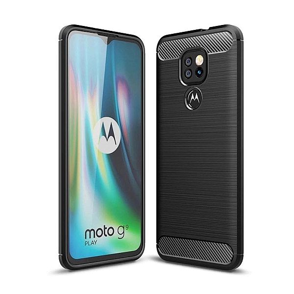 Etui Carbon + Szkło Płaskie do Motorola Moto G9 Play / E7 Plus