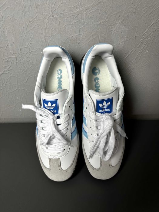 Кеди Adidas Samba White Blue адідас самба кросівки адідас кеды адидас