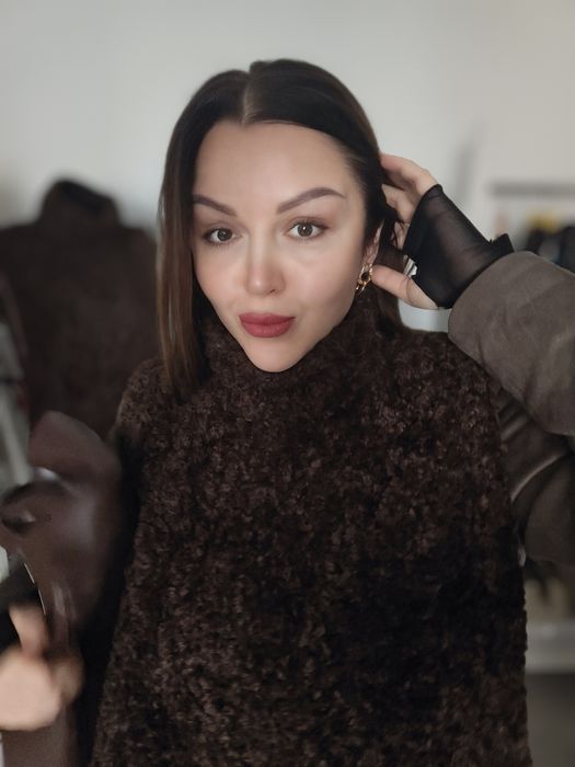 Еко хутро манішка шоколадний відтінок Тедді