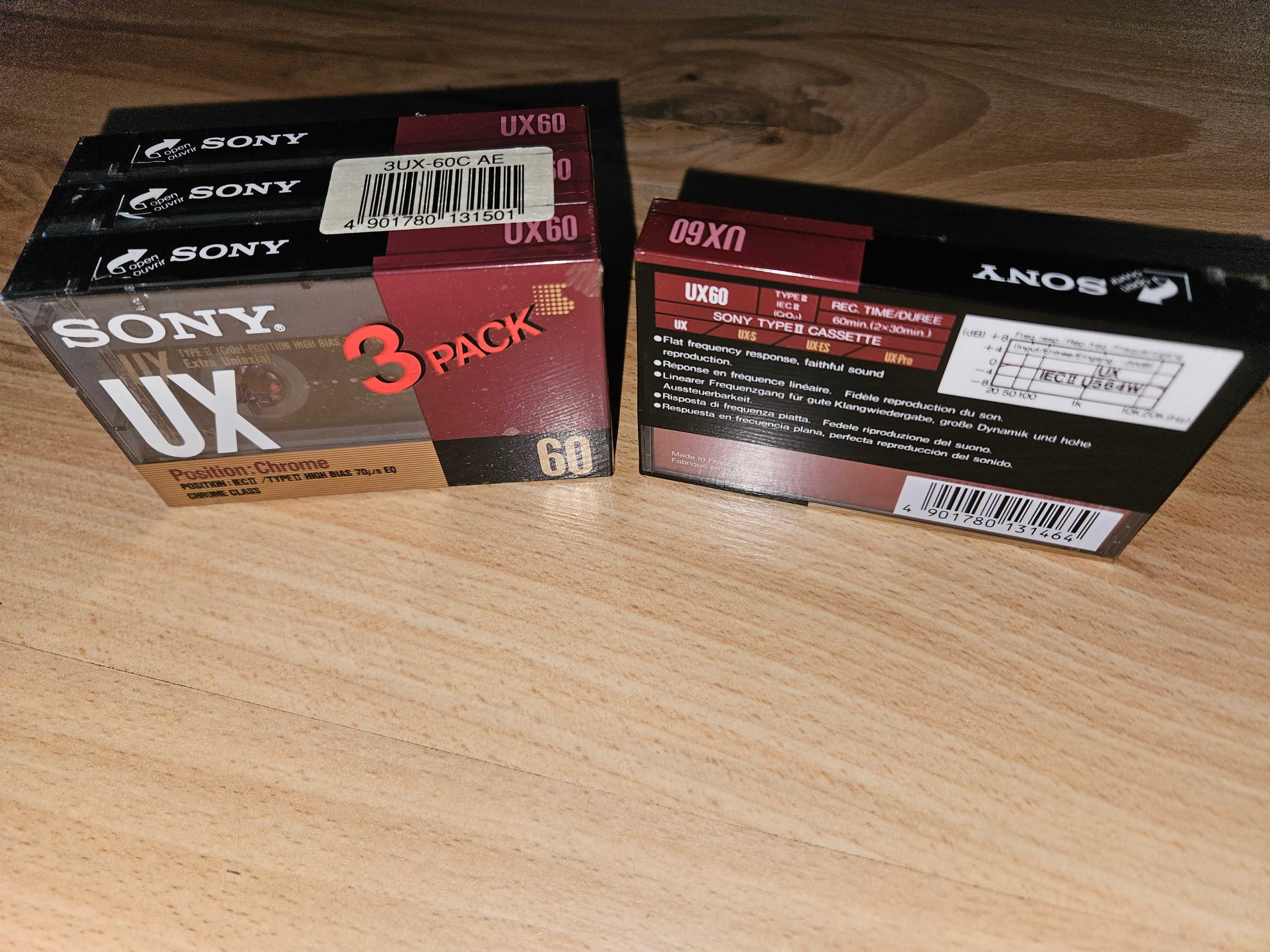 Kasety SONY UX60 Type II (CrO2) – NOWE / ZAFOLIOWANE – 4 sztuki