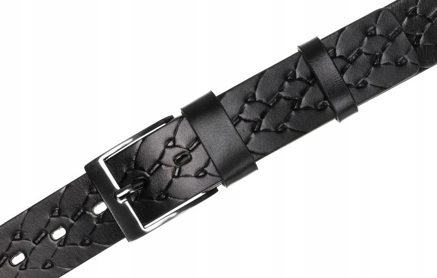 klasyczny, skórzany pasek męski z metalową klamrą - peterson 105