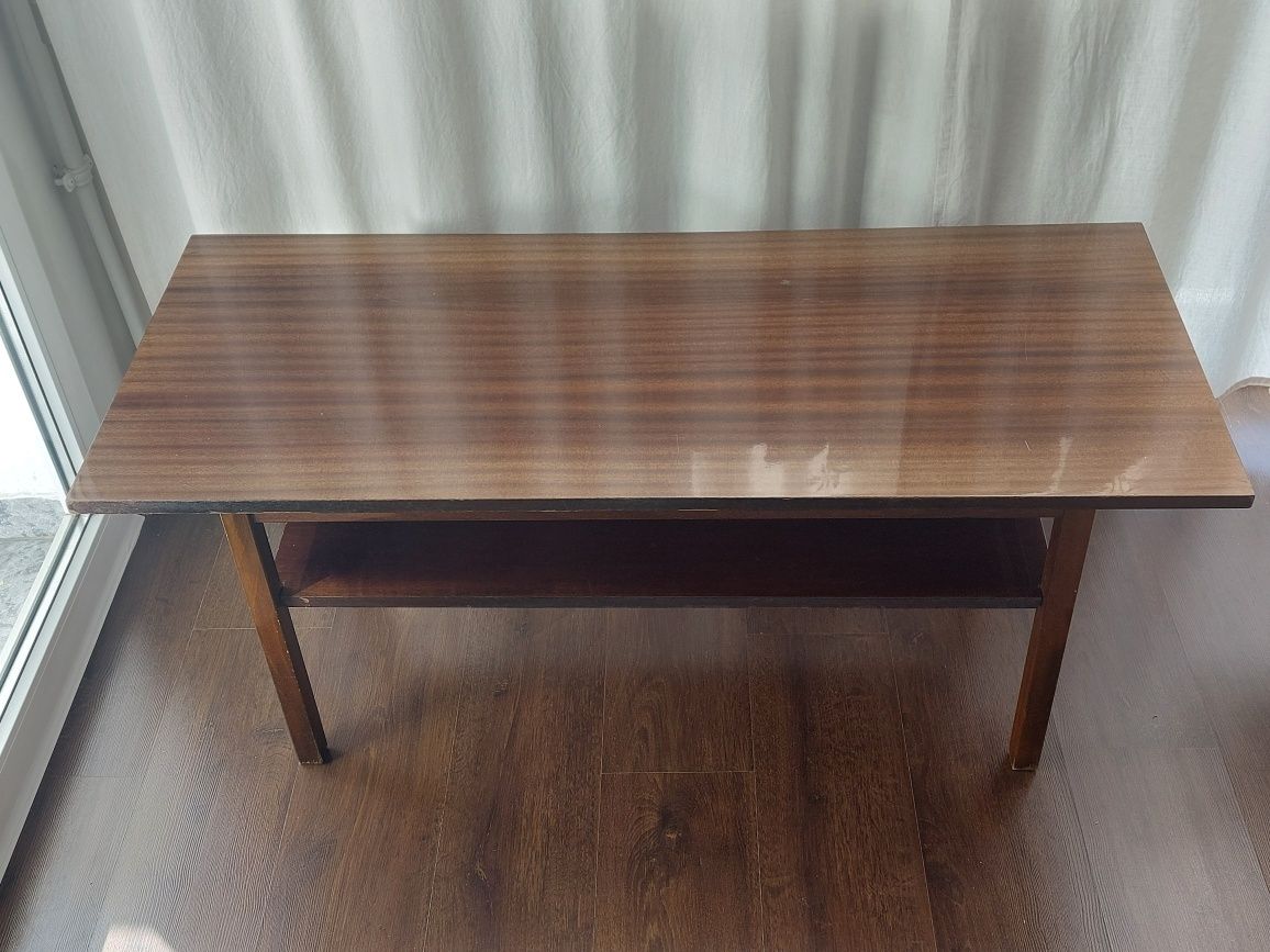 Stolik kawowy z półką PRL ława mid century vintage szafka RTV retro