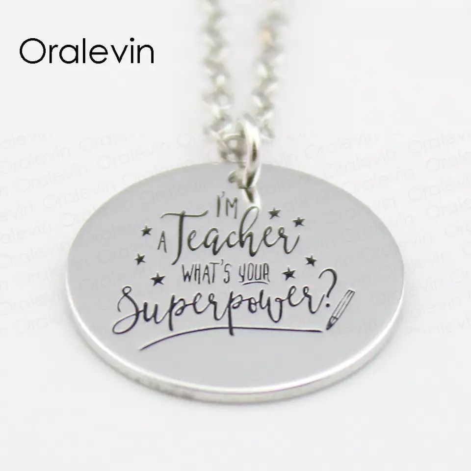Colar “I’m a teacher. What’s your superpower?” (prenda professora)