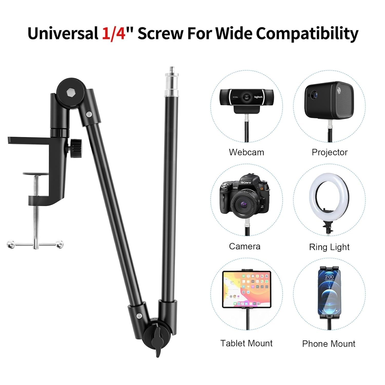 Uchwyt do Tabletu z Mocowaniem Statywowym 360° 4,7"-13"