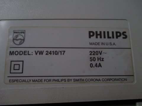 Máquina de Escrever Philips Model: VW 2410/17