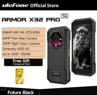 Ulefone Armor X32 pro 5g, 5.6", Dim 6300, 90Hz, 8/256Gb, 5500mA, NFC