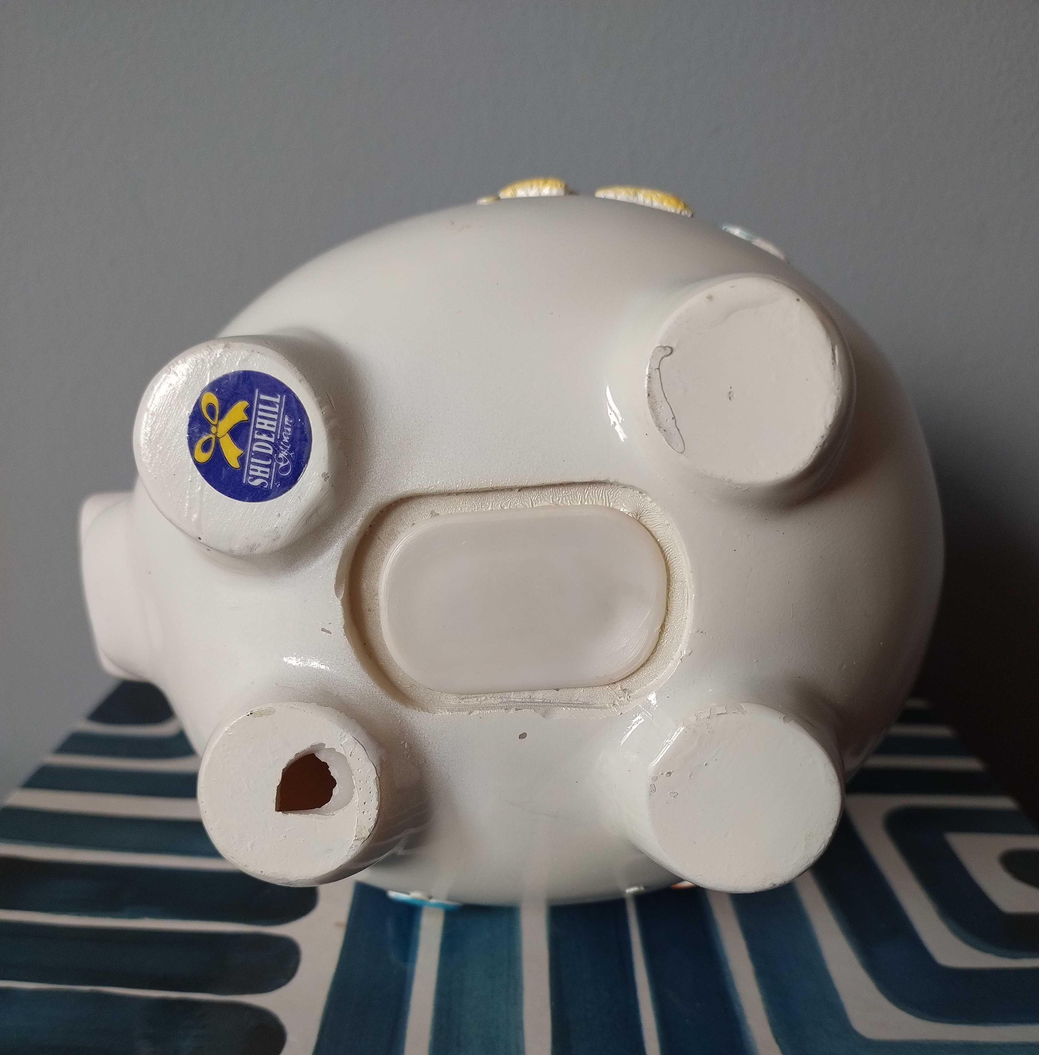 Piggy Bank Money Box duża skarbonka świnka z mnóstwem detali porcelana