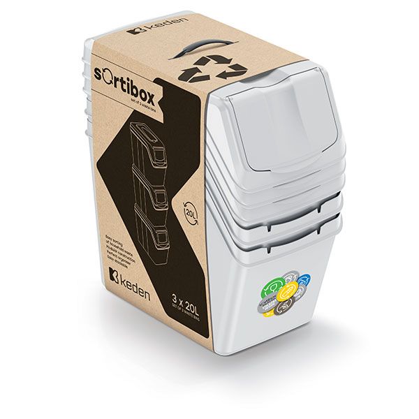 Kosz Na Śmieci 3X20L Do Segregacji Sortibox Popielaty Iswb20S3-427C