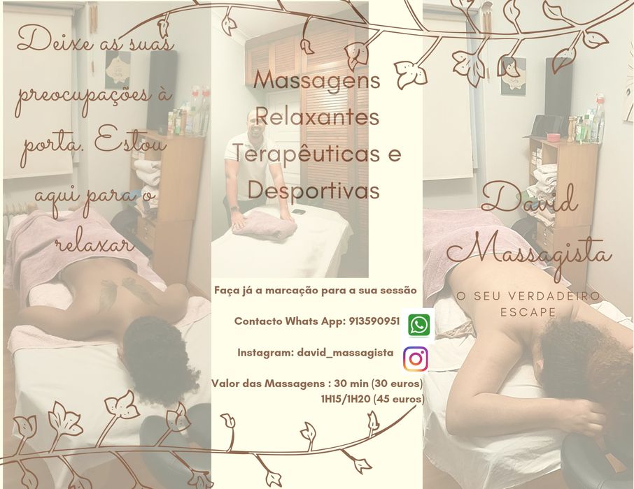 Massagem Terapêutica, Relaxante,Desportiva e Drenagens Modeladoras - M