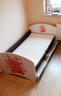 Łóżko z szufladą, barierką i materacem 80 x 160 cm dziecięc