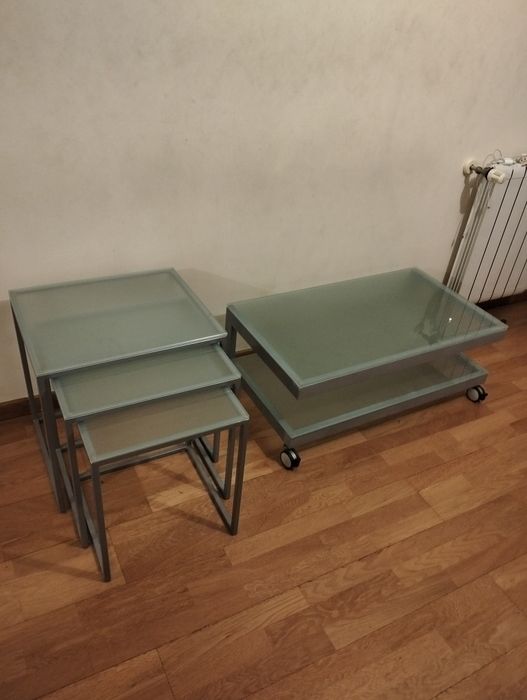 Mesas de apoio vidro fosco