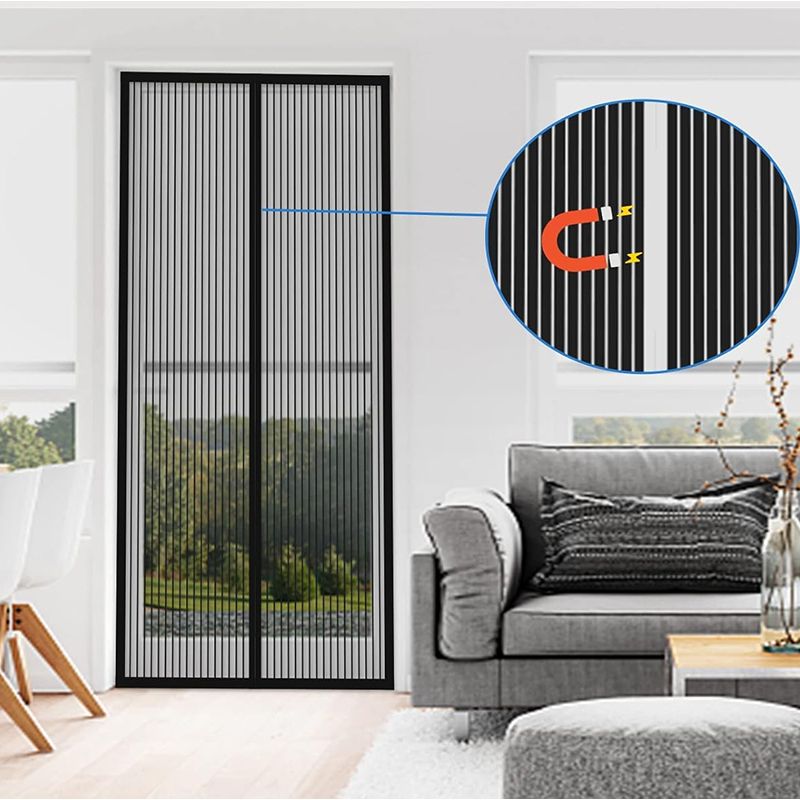 Moskitiera na drzwi z magnesem 200x210 cm siatka ochronna na owady