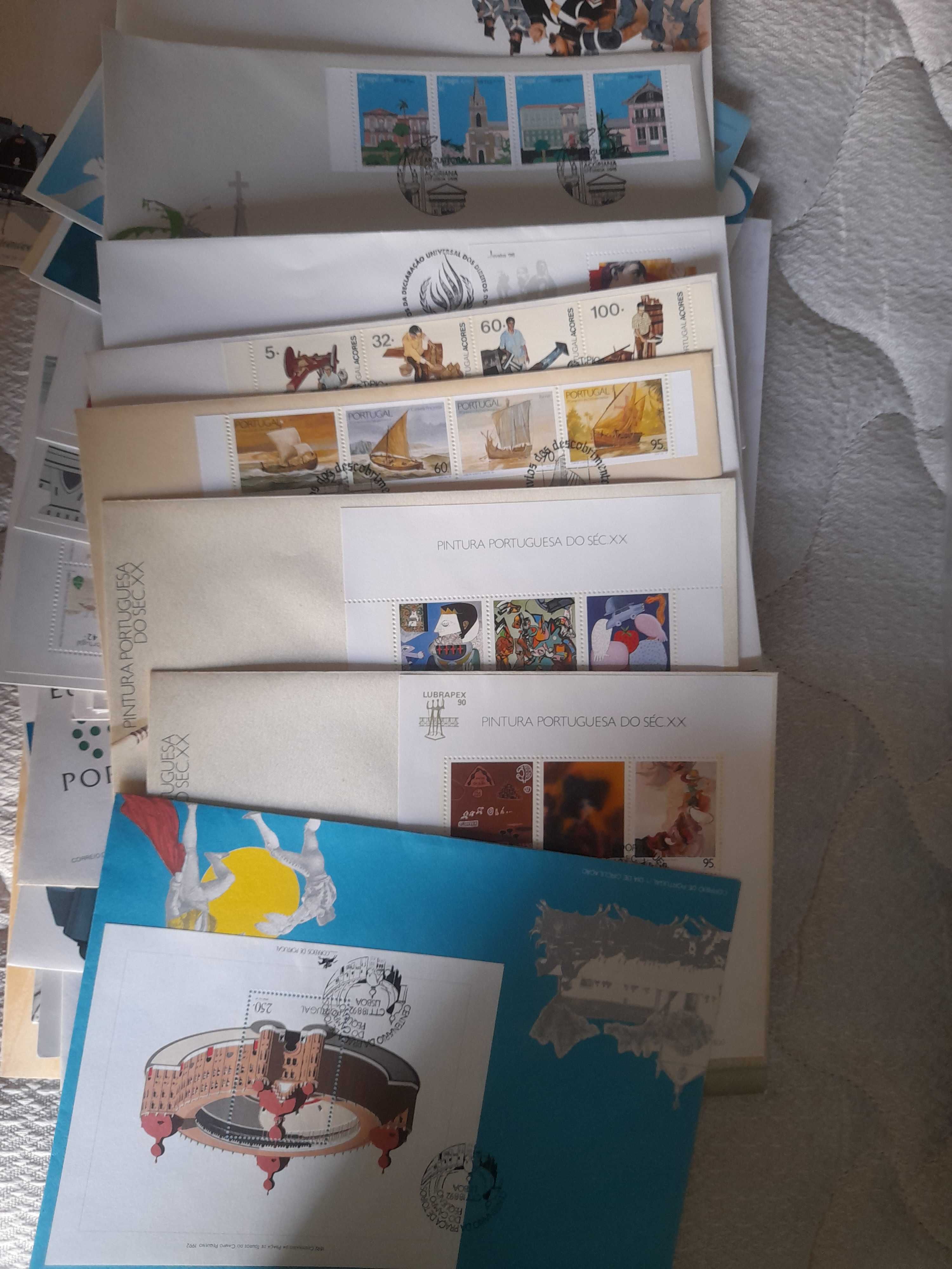 Coleçao de Selos e cartas com selos, albuns novos e antigos