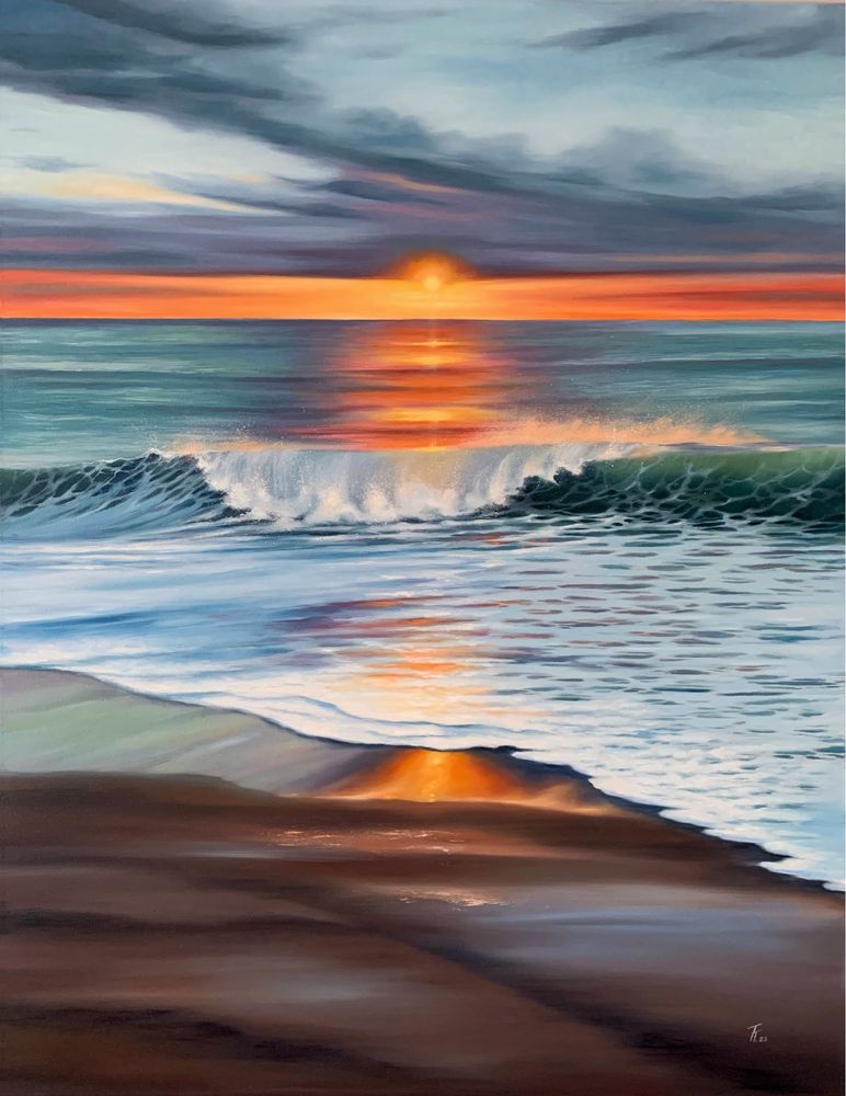 Obraz olejny „Sunset wave” 70x90 cm