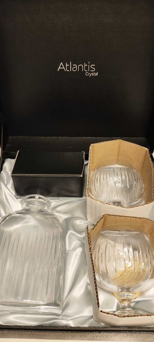 Conjunto garrafa + copos cristal Atlantis - NOVO -